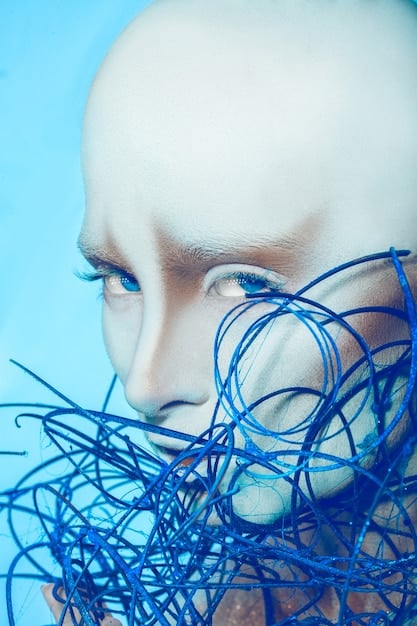 A close-up of lines of code transforming into an abstract portrait, illustrating the process of AI art creation and the blend of technology and art.