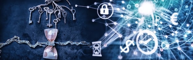 A visual representation of data encryption, with coded information flowing into a secure vault, symbolizing the protection of patient data in AI systems.