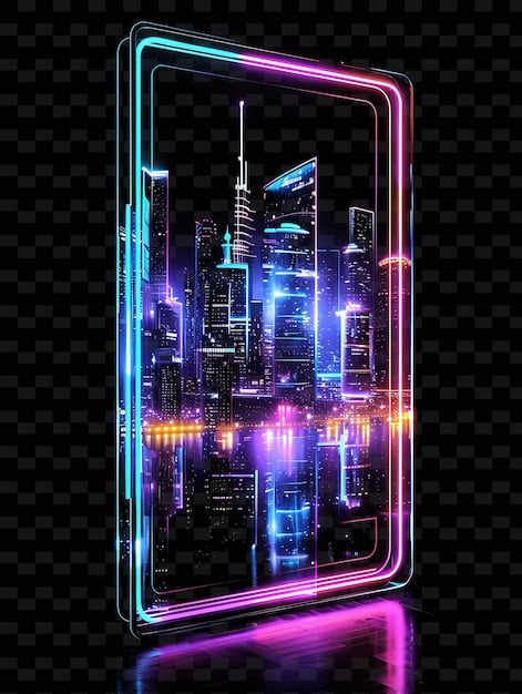 A futuristic cityscape with holographic projections of smartphones displaying personalized information and augmented reality overlays, symbolizing the integration of mobile technology into everyday life.