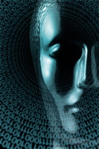 A close-up of a computer screen displaying lines of code, with subtle overlays of faces representing diverse demographics, symbolizing the bias potentially embedded within AI algorithms.