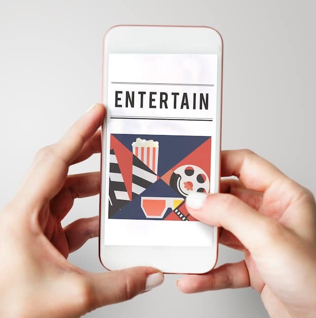 A close-up of a smartphone screen displaying a social media feed with personalized content recommendations, accompanied by AI-generated graphics and interactive elements. The interface is clean, modern, and user-friendly.