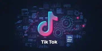 TikTok algorithm gears with business icons and engagement boost graph