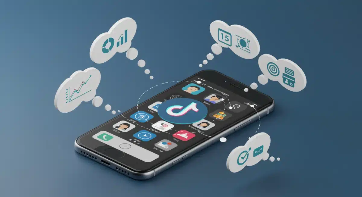 TikTok user interacting with content, showing algorithmic data analysis