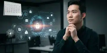 Digital marketer analyzing AI data privacy compliance regulations for 2025