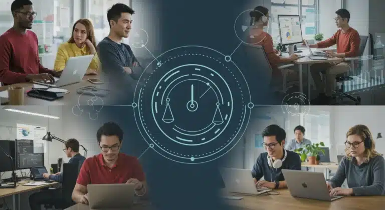 Diverse tech professionals embracing new work-life balance in 2025 reshuffle
