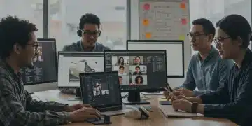 Remote tech team members connecting virtually with digital empathy