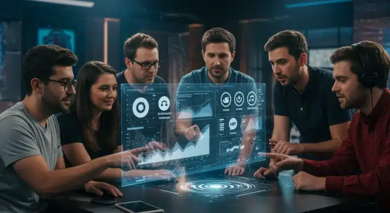 U.S. content creators collaborating on strategies for increased organic reach on new social platforms in 2025.