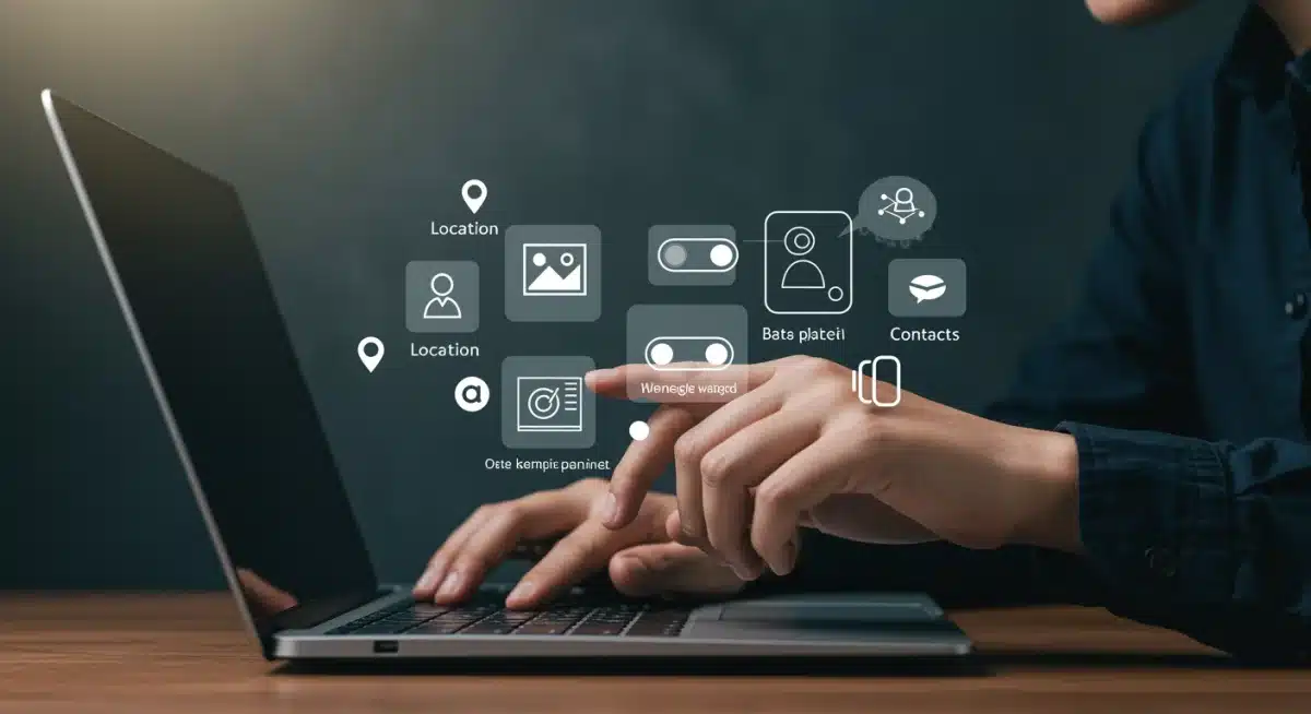 User adjusting privacy controls on a laptop, demonstrating active data management