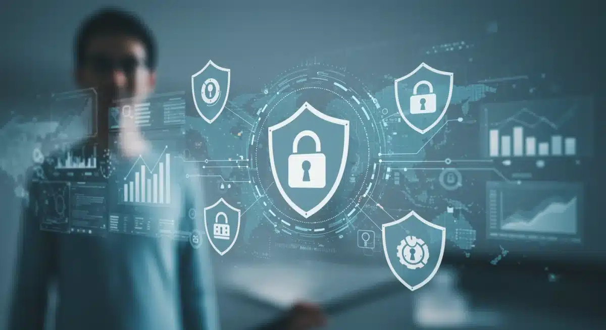 Infographic showing data privacy and security measures for digital platforms