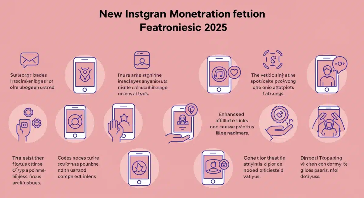 Infographic detailing new Instagram monetization features for 2025, highlighting diverse earning opportunities for creators.