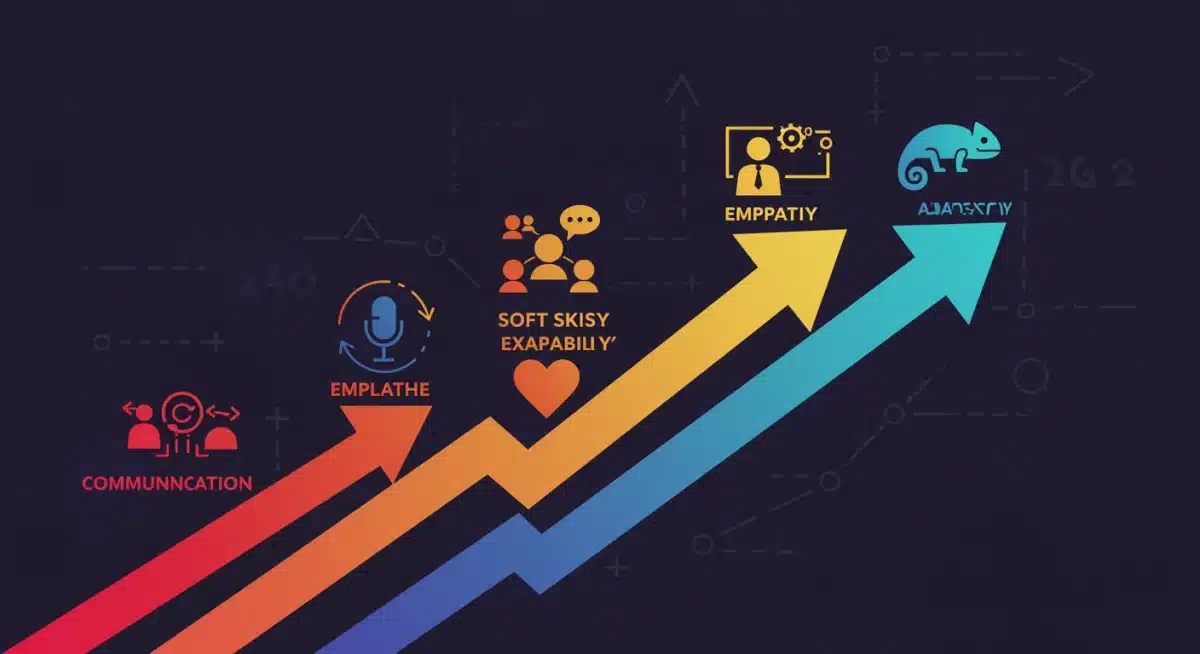Infographic showing rising importance of soft skills in tech.
