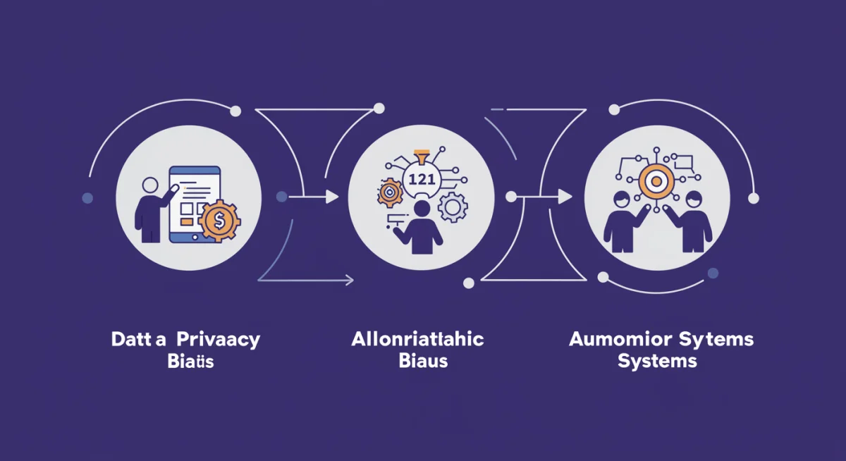 Infographic illustrating key AI ethical dilemmas and their interconnections
