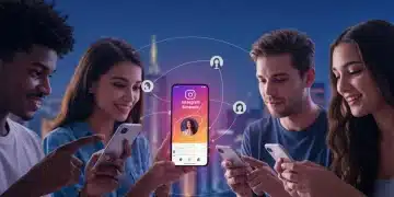 People engaging with Instagram Threads on their smartphones, showing community and growth.