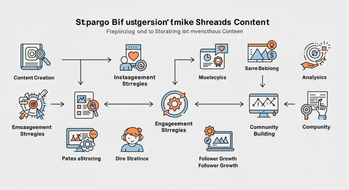 Infographic showing steps to optimize Instagram Threads content for follower growth.