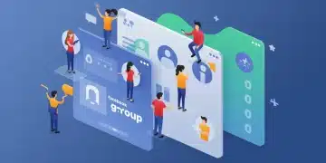 Diverse group of people engaging on Facebook Group interface, symbolizing community growth