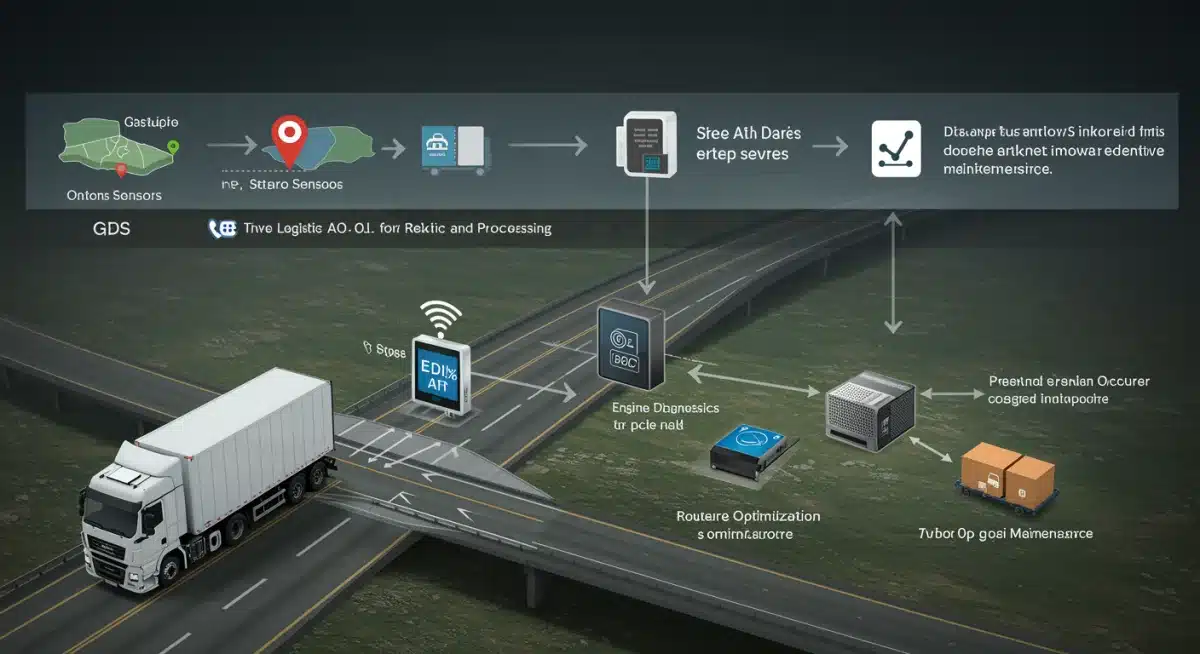 Data flow from logistics truck sensors to Edge AI for real-time decision-making