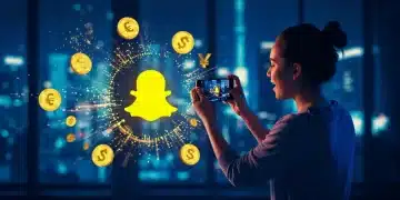 Creator filming short video for Snapchat Spotlight with digital currency symbols
