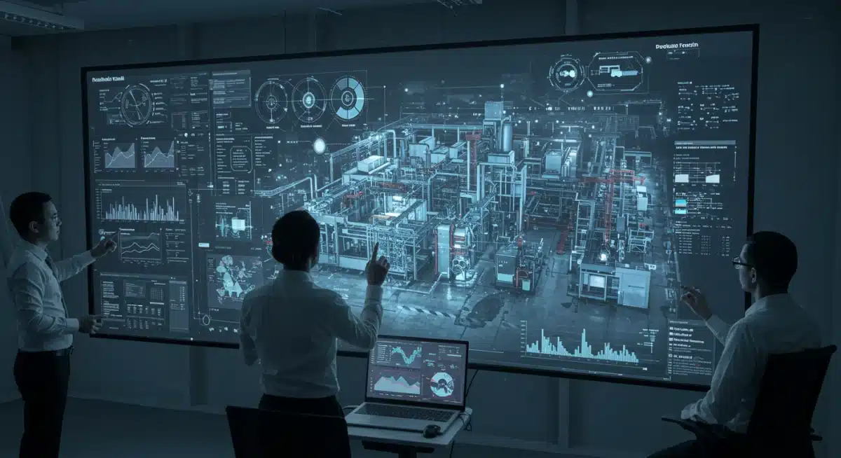 Digital twin simulation of a manufacturing plant on a holographic display