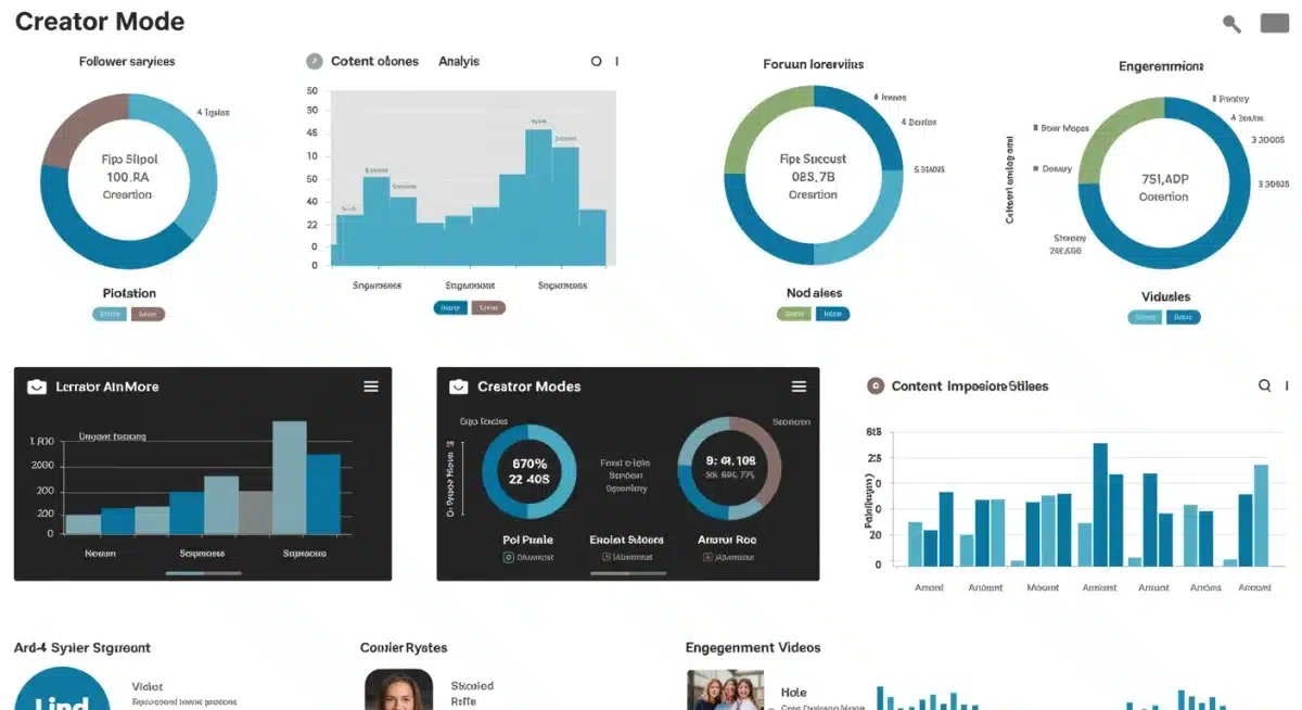 LinkedIn Creator Mode dashboard showing analytics and content performance