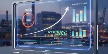 Futuristic dashboard showing 10% efficiency increase with predictive analytics