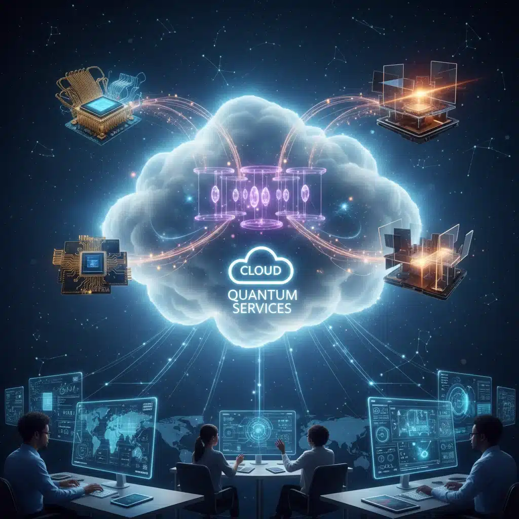 Cloud-based quantum computing services connecting diverse hardware