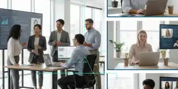 Diverse tech team collaborating in a hybrid work environment