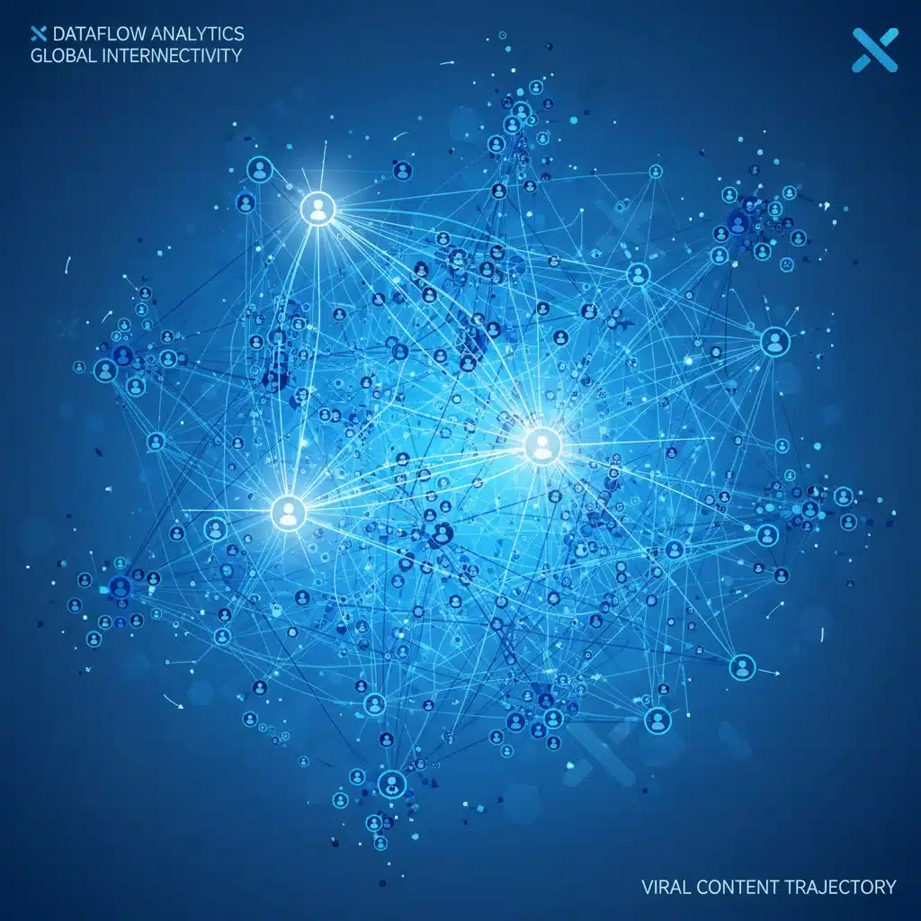 Network diagram illustrating information spread and user interaction on X (Twitter) platform.