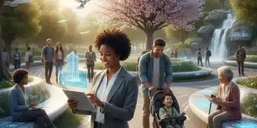 Diverse Americans balancing technology and real life in 2026, showing healthy digital habits.