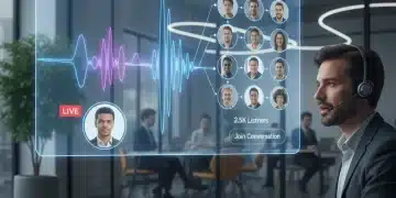 Professional using LinkedIn Live Audio for networking