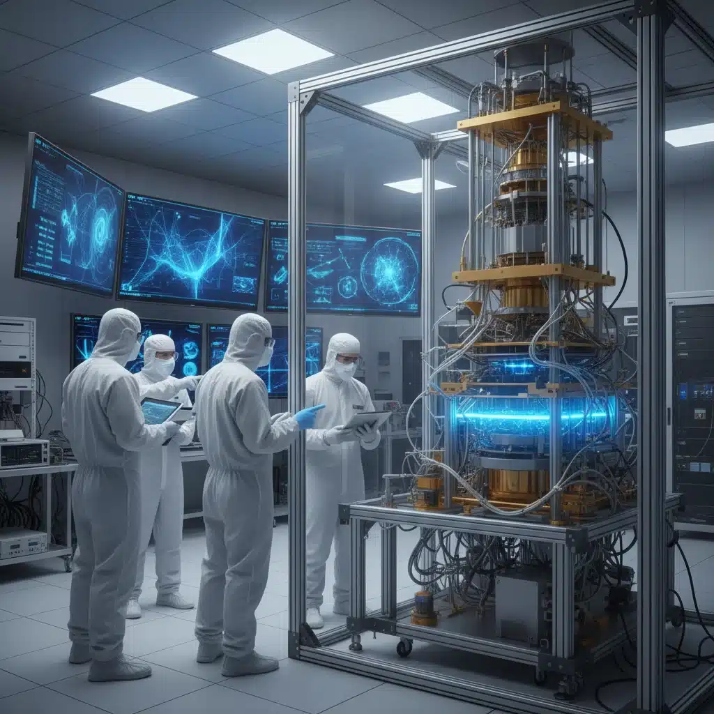 Scientists observing quantum computer in a cleanroom research facility