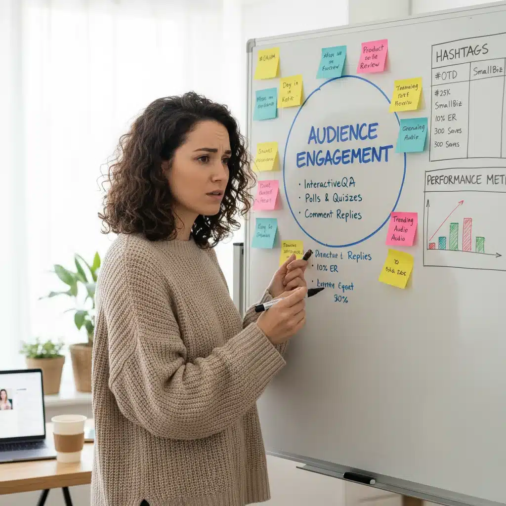 Content creator planning Instagram Reels strategy on a whiteboard