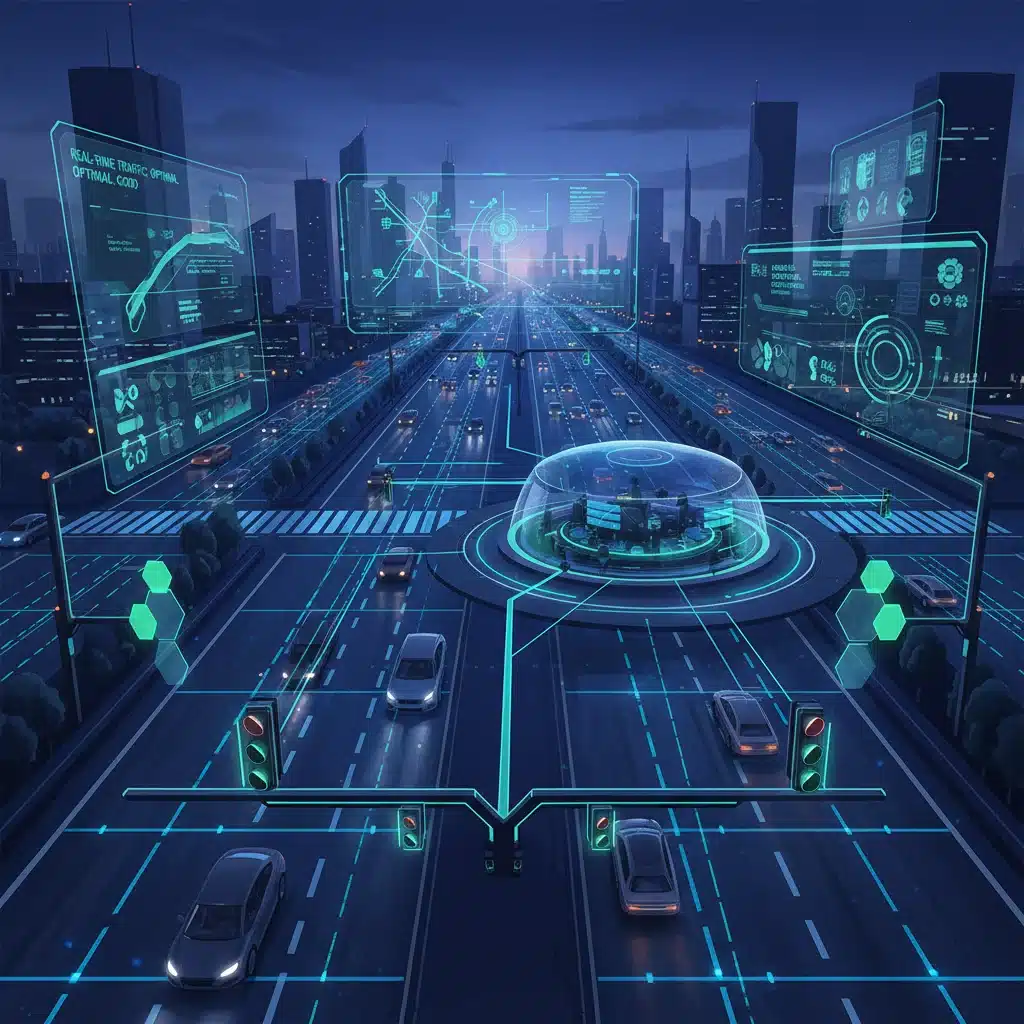 Advanced smart traffic management system with sensors and real-time data integration.