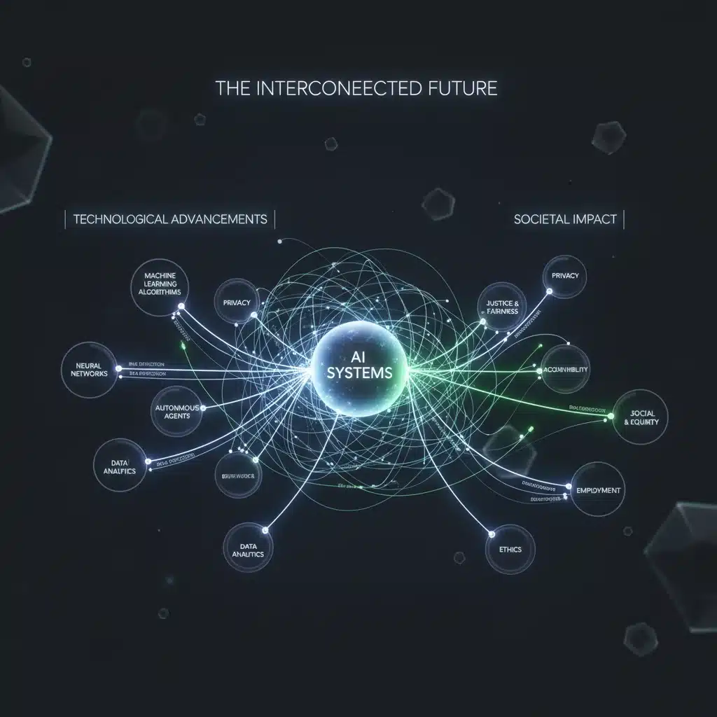 Diagram illustrating AI systems' societal impact and ethical considerations