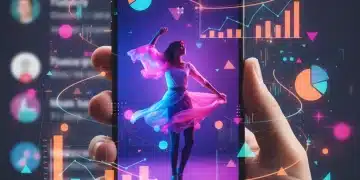 Smartphone displaying TikTok video with data analytics overlay