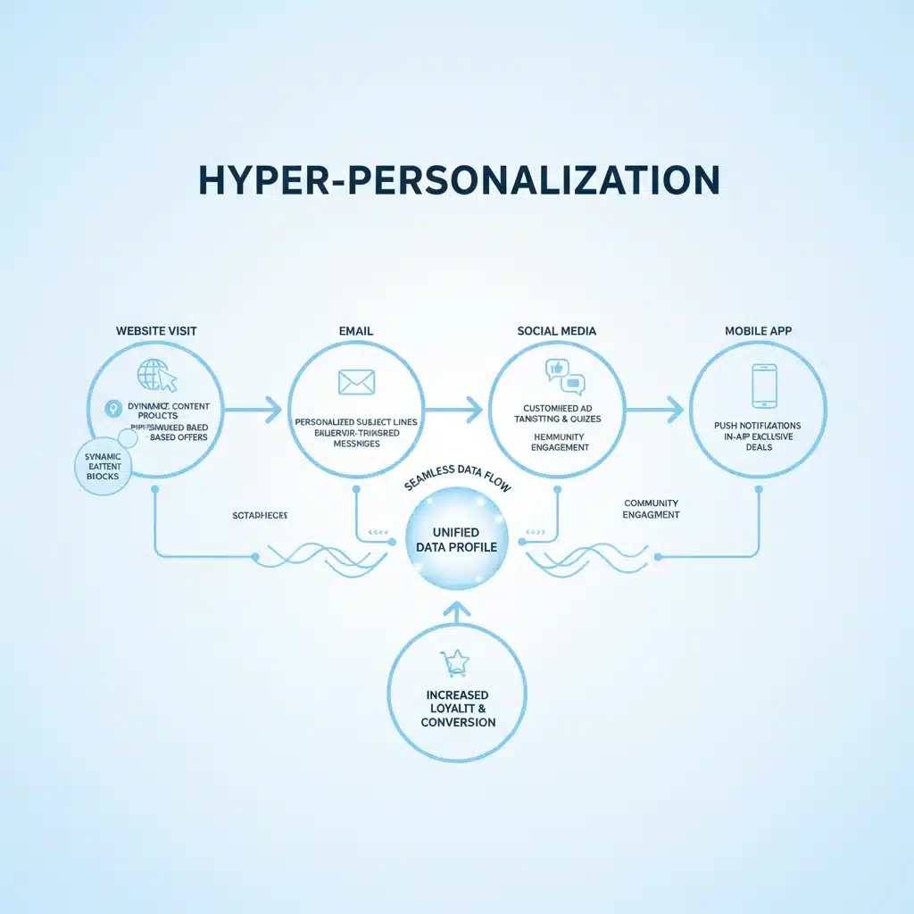 Customer journey map illustrating hyper-personalized touchpoints in e-commerce