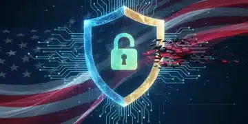 Futuristic quantum shield protecting US digital data