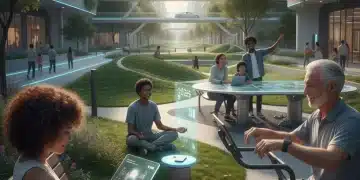 Digital Wellness Strategies: Practical Solutions for US Consumers in 2026 People practicing digital wellness, balancing technology with real-world activities in 2026.
