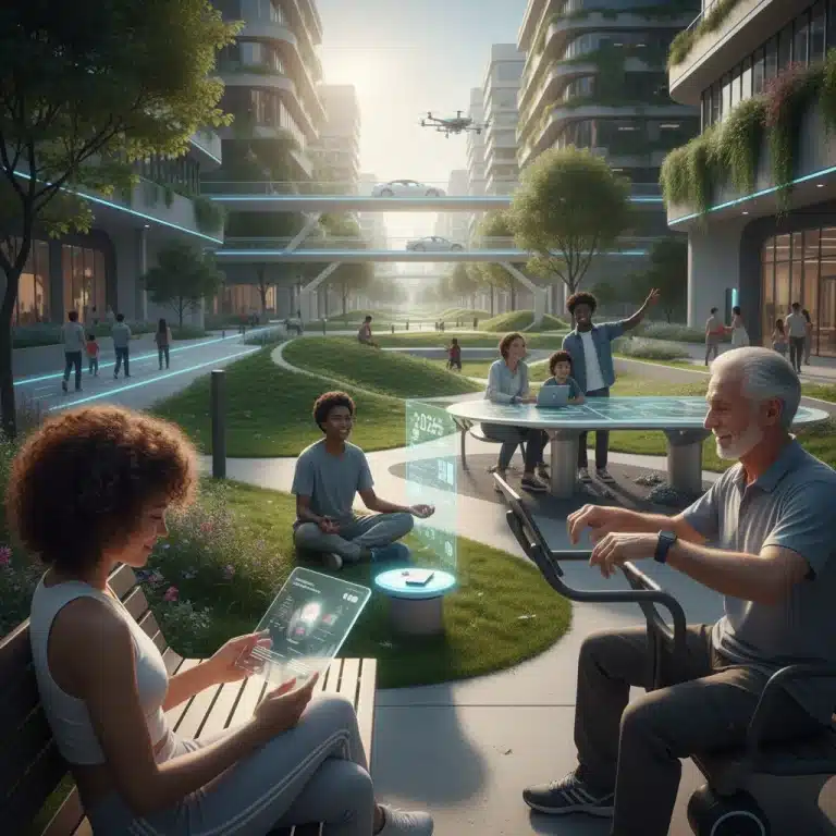 People practicing digital wellness, balancing technology with real-world activities in 2026.