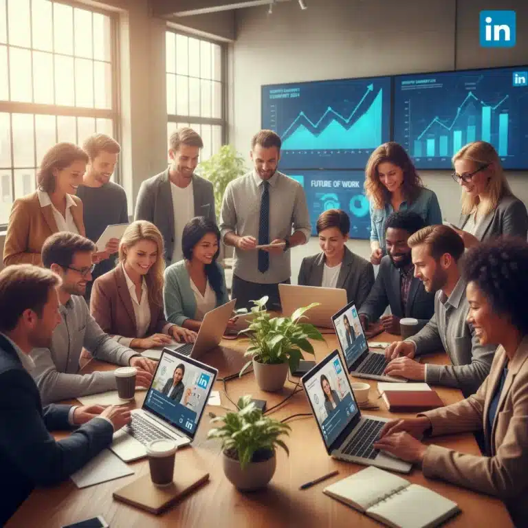 Professionals engaging with LinkedIn Live Event tools for higher conversion.