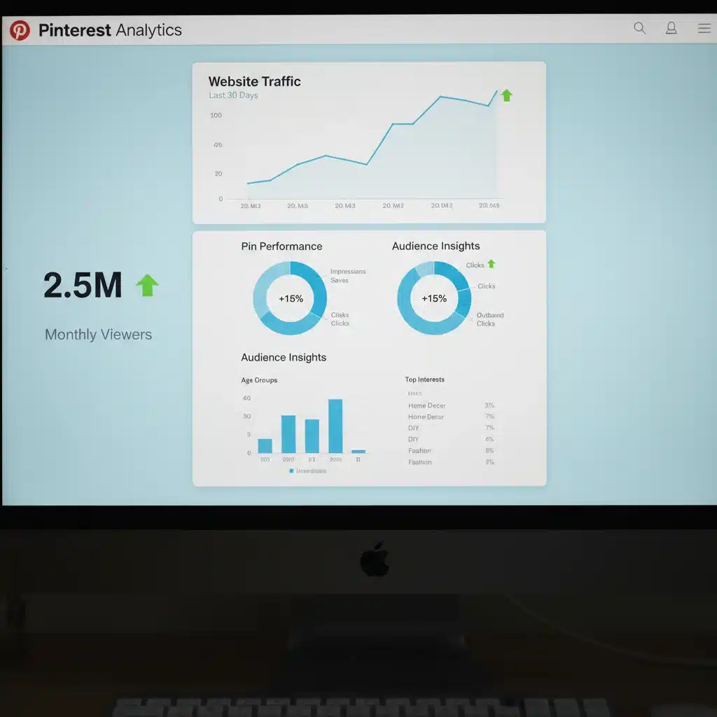 Pinterest analytics dashboard showing traffic growth and pin performance