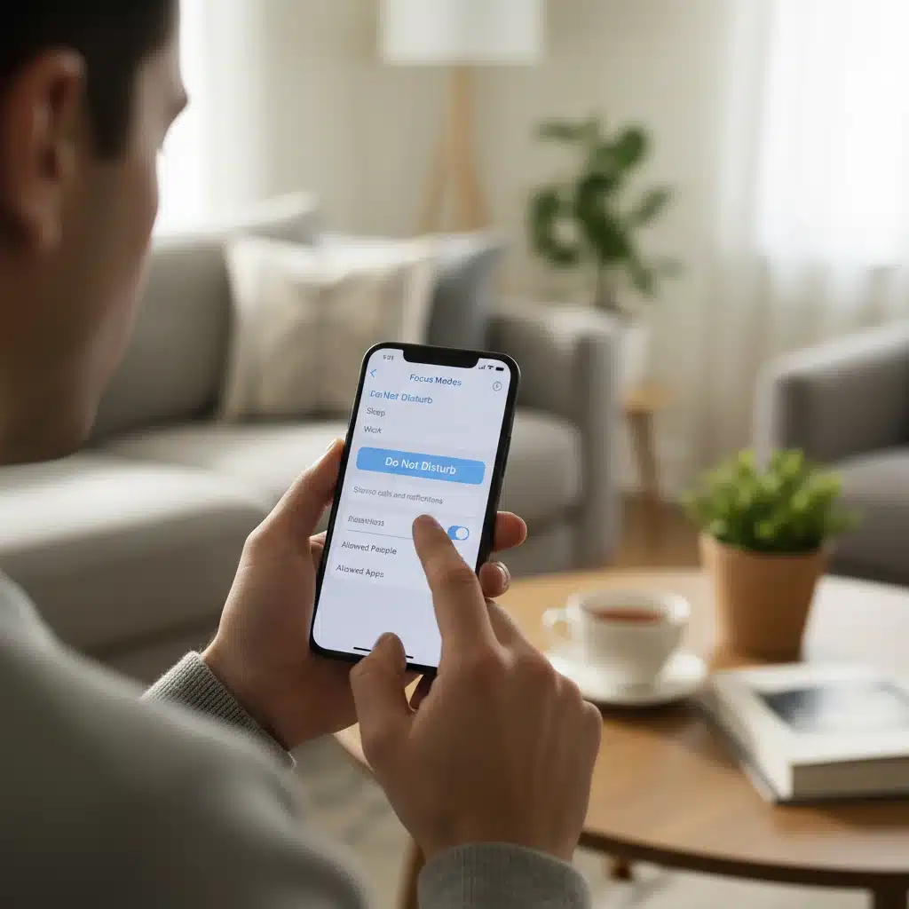Setting up 'do not disturb' mode on a smartphone to improve digital wellness.