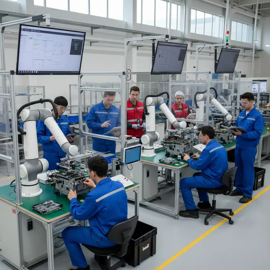 Employees receiving training on operating and maintaining collaborative robots.